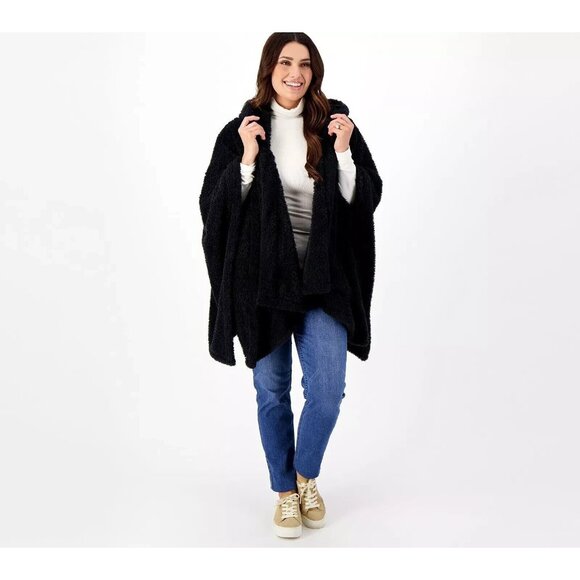 BumbleBella by Jill Martin Women Wrap ~ Hooded One Size Plus Black A605344 - Picture 1 of 8